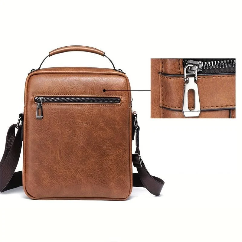 Leather Messenger Bag Stylish Crossbody Satchel Brown Black - Image 4