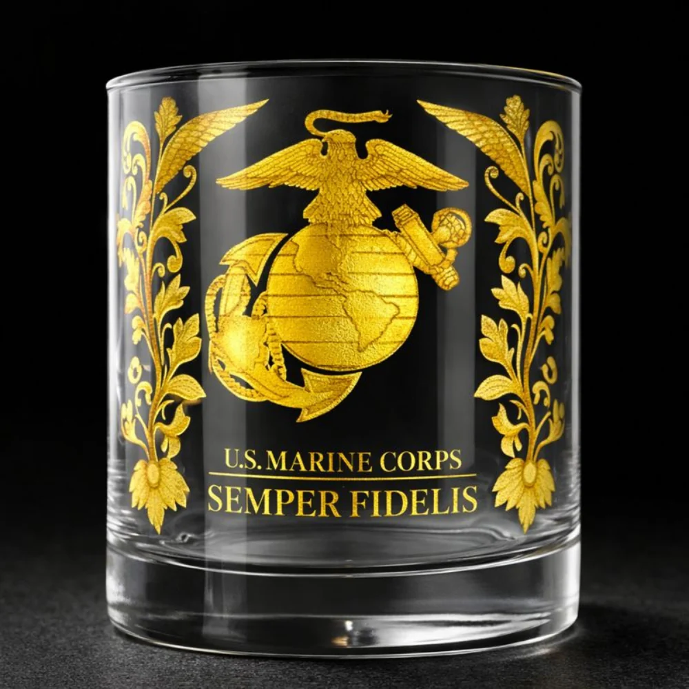 Whiskey Glass Set Engraved Military Tribute Design - Image 2