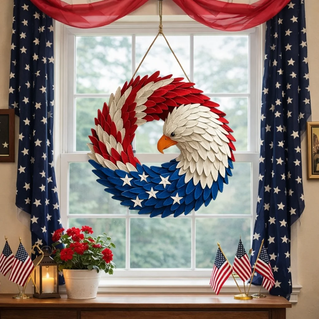 Wreath Front Door Patriotic Decor Eagle Design - Image 2